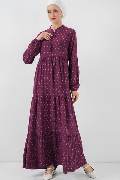 Bigdart 1627 Φόρεμα Hijab με κορδόνια - Μωβ άγκυρα