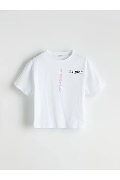 LC Waikiki Παιδικό μπλουζάκι LCW Kids White Crew Neck για κορίτσια