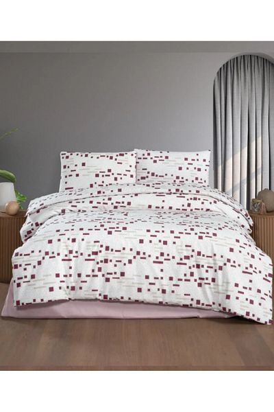 Taç Terry Cotton Carla Burgundy Single Duvet Cover Set