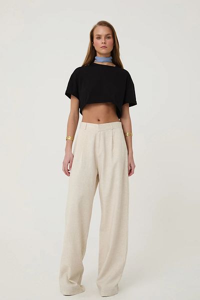 FASHION COCKTAIL Παντελόνι Palazzo με διπλή τσέπη γραφείου με ψηλόμεσο συνδυασμό