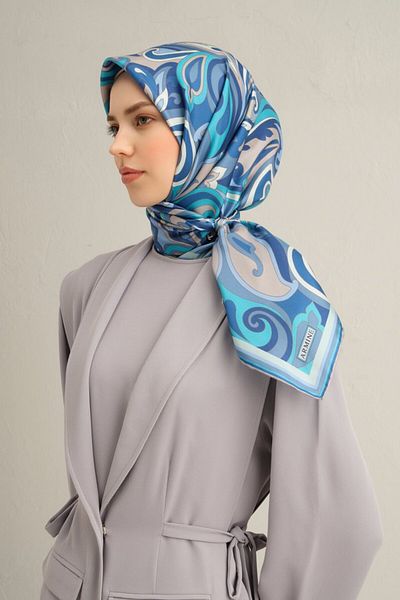 Armine Multicolor 10 Grain Twill Silk Scarf 9323D Marbling Pattern