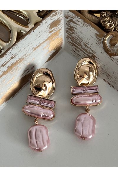 AK Pink Pearl Dangle Earrings