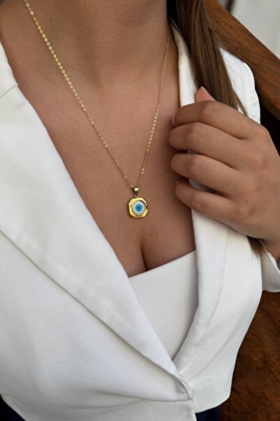 Utku Kuyumculuk 14 AYAR SEDEF NAZAR BONCUKLU KOLYE UCU