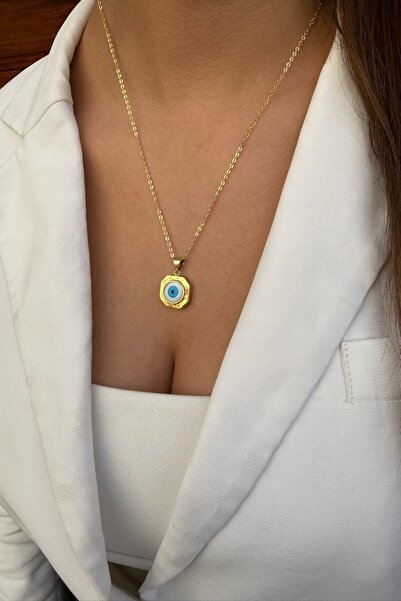 Utku Kuyumculuk 14 AYAR SEDEF NAZAR BONCUKLU KOLYE UCU