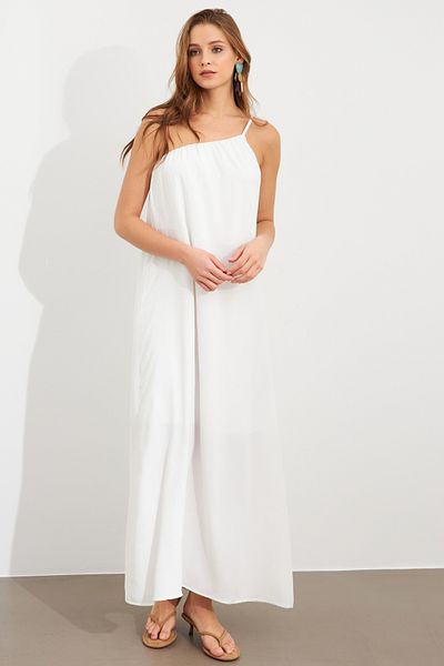 Cool & Sexy Women's Ecru Maxi Basic Dress İre1012