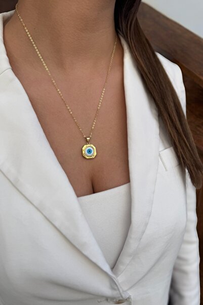 Utku Kuyumculuk 14 AYAR SEDEF NAZAR BONCUKLU KOLYE UCU