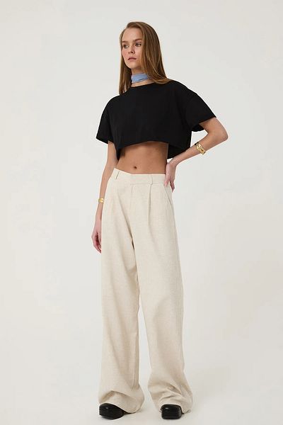 FASHION COCKTAIL Παντελόνι Palazzo με διπλή τσέπη γραφείου με ψηλόμεσο συνδυασμό