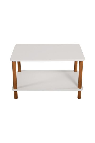 interGO Center Table Rectangular Wooden Legs - White