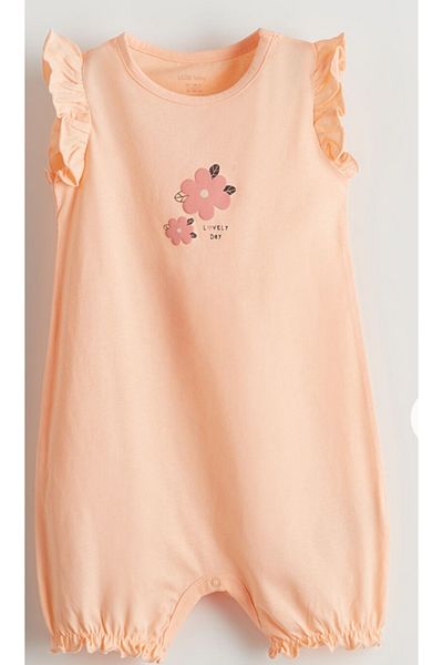LC Waikiki Lcw Baby Coral Floral Baby Girl Combed Cotton Jumpsuit 3 Pcs
