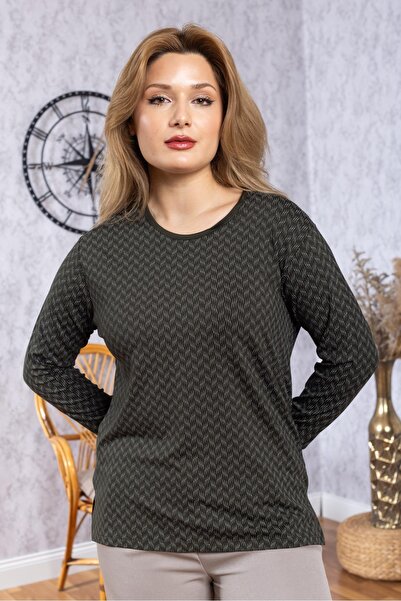 Mutlu City Γυναικείο νέο μοντέλο υψηλής ποιότητας στρογγυλή λαιμόκοψη Μεσαίωνας μητρική χτενισμένη βαμβακερή μπλούζα 6543