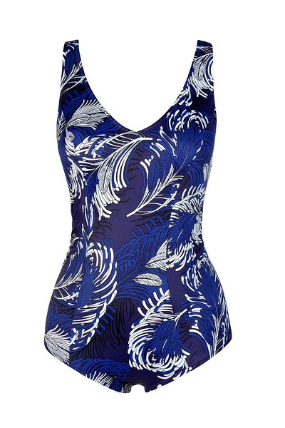 Endeep Beria Women's Large Size Leaf Patterned Recovery Swimsuit