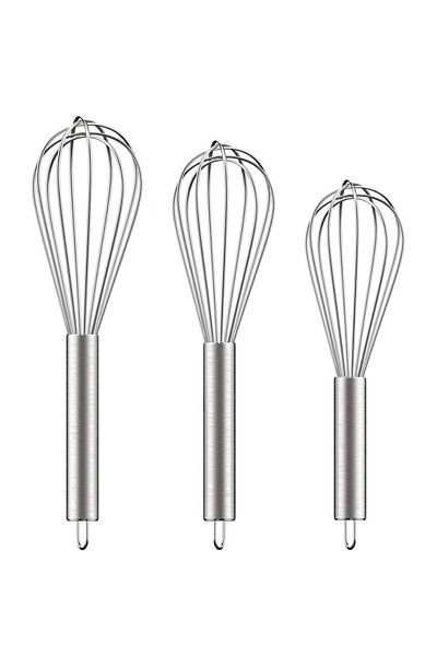 SYN AKSESUAR Set of 3 Whisks, Stainless Steel Wire Whisk, Mixer