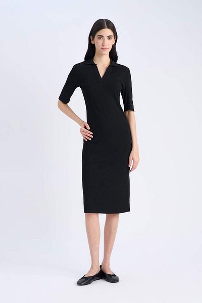 DeFacto Φόρεμα Polo Neck με κοντό μανίκι Midi Bodycon - E6806AX25SP