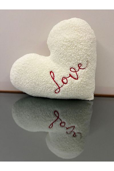 DRN Love Decorative Teddy Embroidered Premium Bead Silicone Padded Pillow