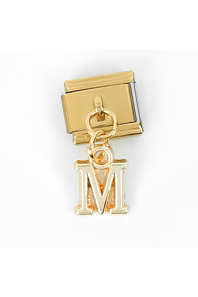 yfhobi Çelik İtalyan Bileklik Charmı, 1 Adet Paslanmaz Çelik Kulplu Harf Charm, Gold Renk 1.Kalite Kararmaz