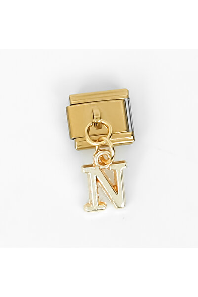 yfhobi Çelik İtalyan Bileklik Charmı, 1 Adet Paslanmaz Çelik Kulplu Harf Char...