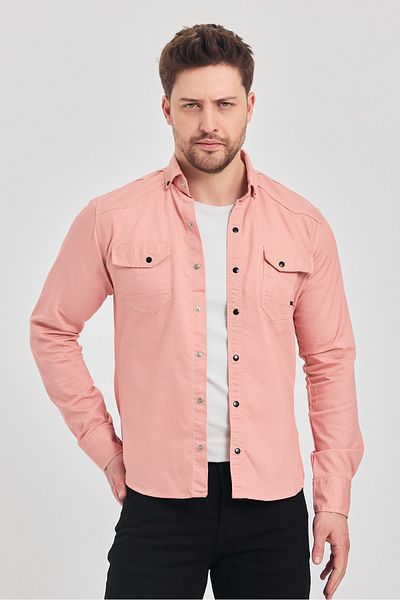 YXC Slim Fit Ανδρικό τζιν πουκάμισο Slim Fit Powder