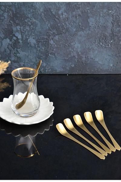 elfnur Destino 6 Pieces Golt Titanium New Tiret Tea Nescafe Spoon