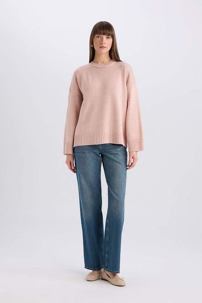 DeFacto Übergroßer, geräumiger Strickpullover mit Rundhalsausschnitt D0036AX25SP