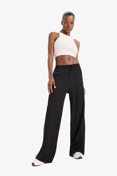 DeFacto Fit Nba Miami Heat Wide Leg Double Pocket Wide Leg Standard Size Crinkle Fabric Sportsman Pants