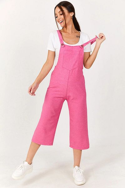 bacc Women's Fuchsia Pre-Pocket Strap Yalz Gabardine Gardener Overalls