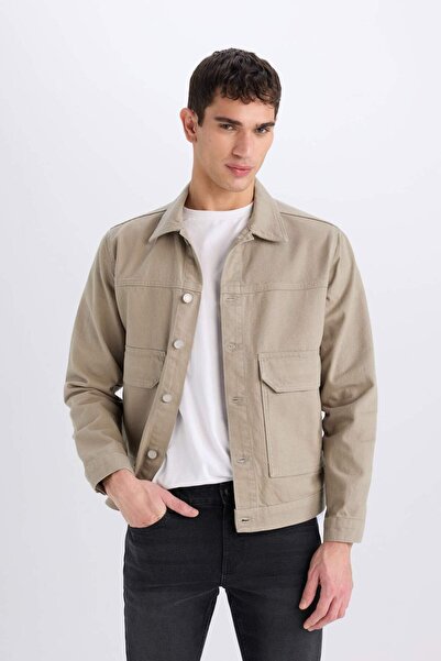 DeFacto %100 Pamuk Slim Fit Dar Kesim Düğmeli Cepli Mevsimlik Baharlık Jean Ceket B8155ax25sp