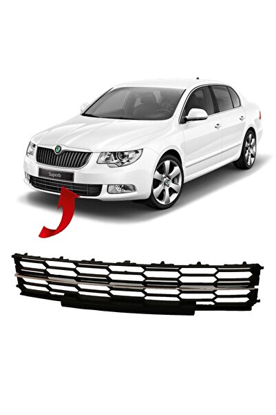 gkl Skoda Süperb Ön Tampon Orta Izgara Kromlu 2013-2015 3T0853677B