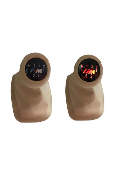 gkl E30 M Logo - Beige Leather Gear Shift Knob with Complete Light25111221510 Bd