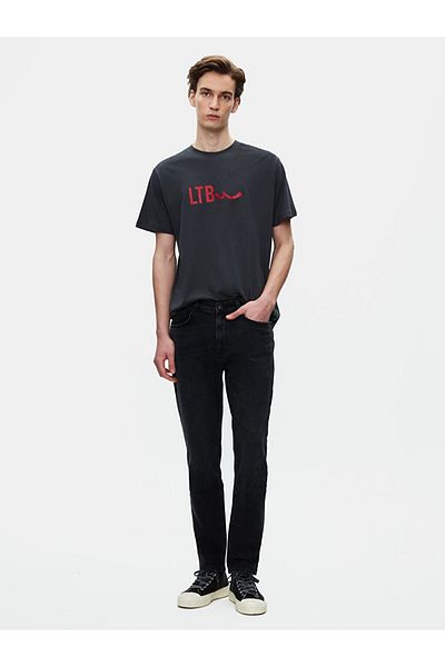 Ltb Zero Neck Short Sleeve Regular Anthracite T-Shirt