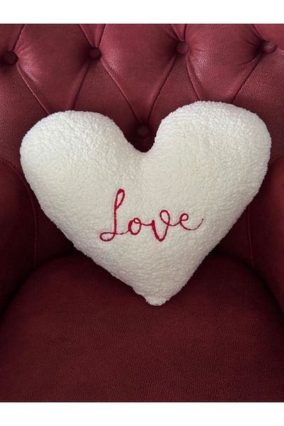 DRN Love Decorative Teddy Embroidered Premium Bead Silicone Padded Pillow