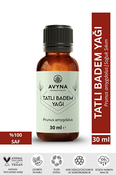 AVYNA Tatlı Badem Yağı 30 ml Soğuk Sıkım %100 Saf ve Doğal (Sweet Almond Oil)
