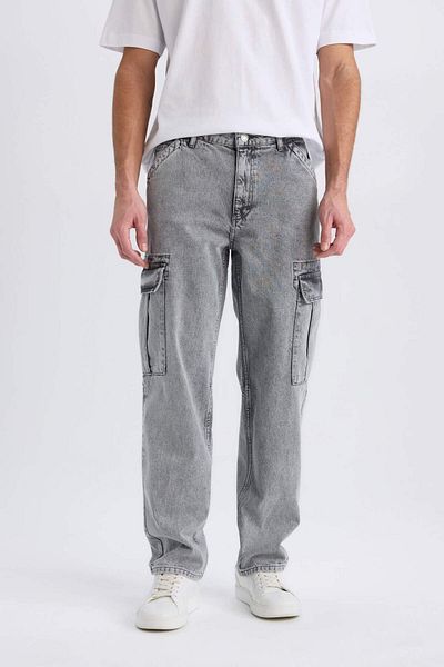 DeFacto Relax Fit Cargo Pocket Φαρδύ τζιν παντελόνι D7263AX25SP