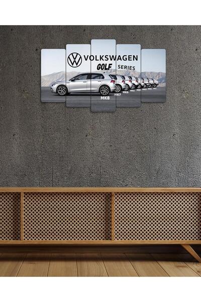 EVLOYA Volkswagen Golf Evrimi MK1-MK8 - 5 Parçalı Araba Tablo