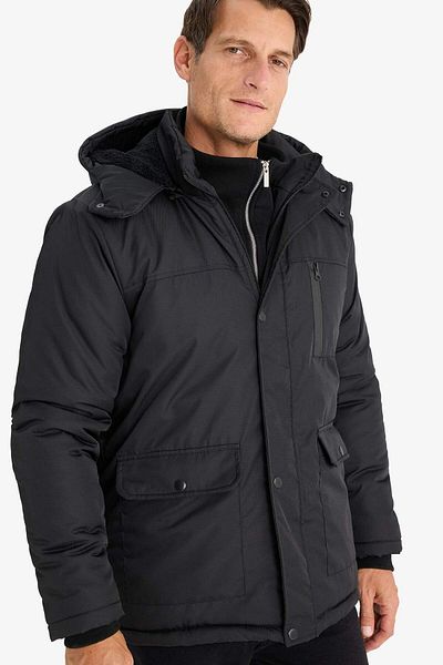DeFacto Mit Fleece gefütterter, wasserabweisender Kapuzenmantel – Reißverschluss und Taschen E7287AX24WN