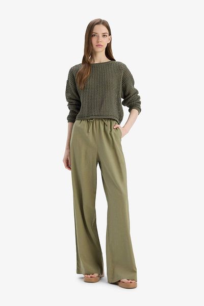 DeFacto Regular Fit Crew Neck Crochet Knitwear Sweater T4513Az25Sp