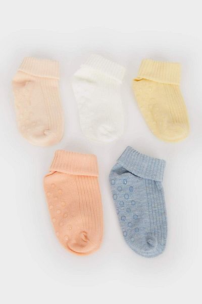 DeFacto Baby Girl Anti-Rutsch-Sohle 5 Stück Baumwolle lange Socken E4651a5ns