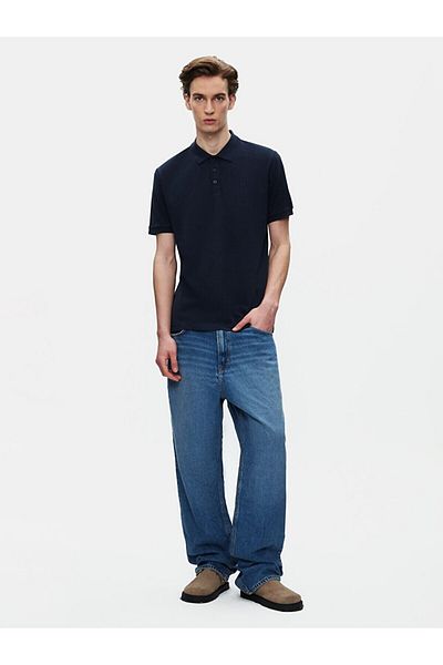 Ltb Μπλουζάκι Polo Neck κοντομάνικο κανονικό Navy Blue