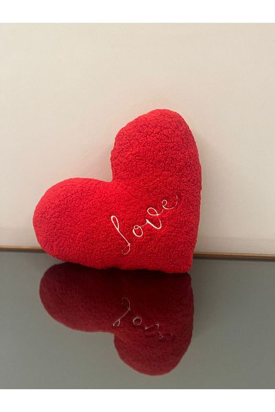DRN Love Decorative Teddy Embroidered Premium Bead Silicone Padded Pillow