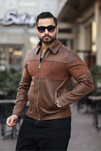 gm giyimarket Велурено мъжко кожено яке