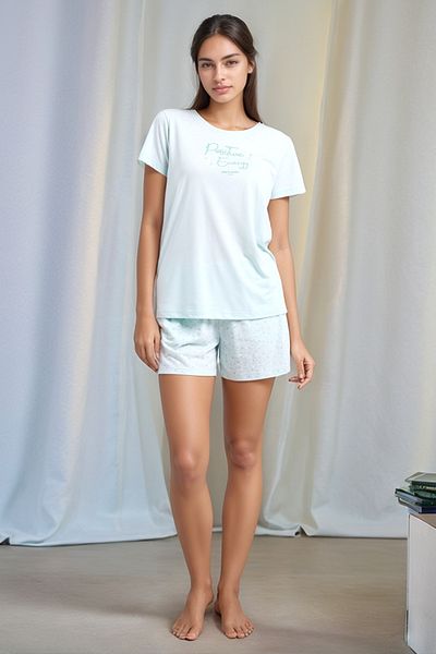 Pierre Cardin Women's Printed Short Sleeve T-Shirt & Print Short Shorts Summer Pajama Set