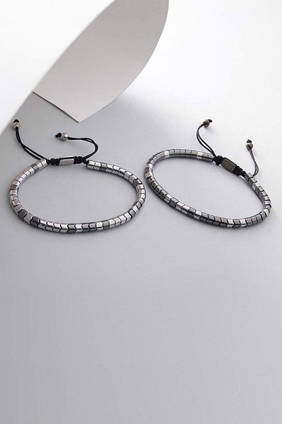DeFacto Atolyewolf X Herren-Armband aus silbernem Hämatitstein mit Stahlfragmenten E6180axns