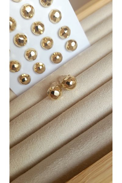 Tişt Accessory Xuping Gold Color Facet Cut (8mm) Ball Steel Earrings