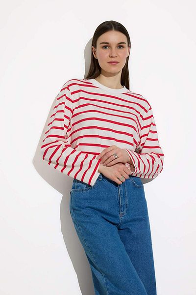 DeFacto Regular Fit Striped Crew Neck Long Sleeve T-Shirt Tunic E6884Ax25Sp