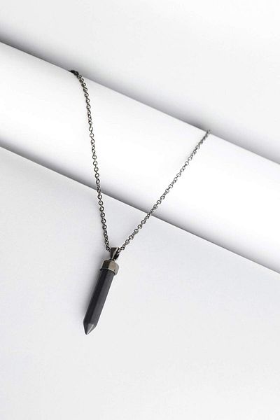 DeFacto Unisex-Halskette mit Onyx-Stahlstück und Stahlkette E6296AXNS