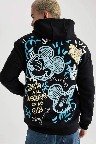 DeFacto Disney Mickey & Minnie Hooded Boxy Sweatshirt - Back Printed B5510ax24sp