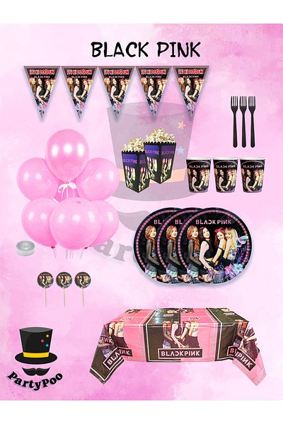 PartyPoo Blackpink Themed Streamer Birthday Party Set |   Party Supplies and Decoration