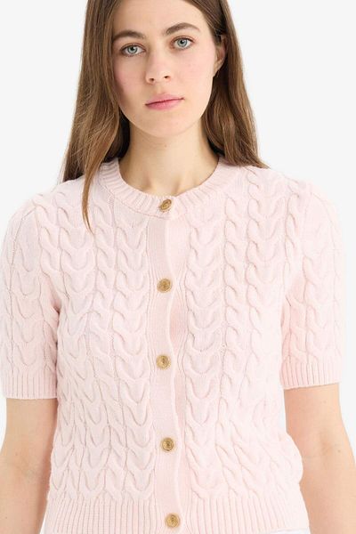 DeFacto Regular Fit Crew Neck Knitwear Short Sleeve Cardigan E6882Ax25Sm