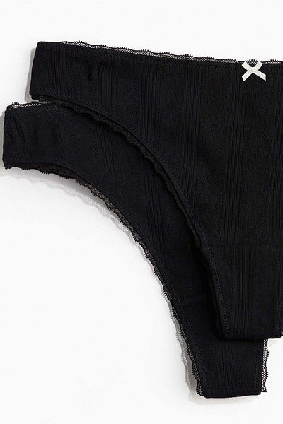 H&M 2-pack Pointelle Thong Briefs