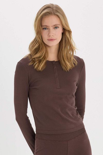 DeFacto Coool Fitted Basic Plain Rib Long Sleeve T-Shirt E7680Ax25Sp