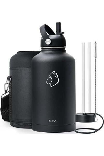 BAZ زجاجة معزولة بالفراغ من الفولاذ المقاوم للصدأ سعة 87 أونصة، باردة لمدة يومين/ ساخنة لمدة يوم واحد، نصف جالون، جدار مزدوج خالٍ من مادة BPA